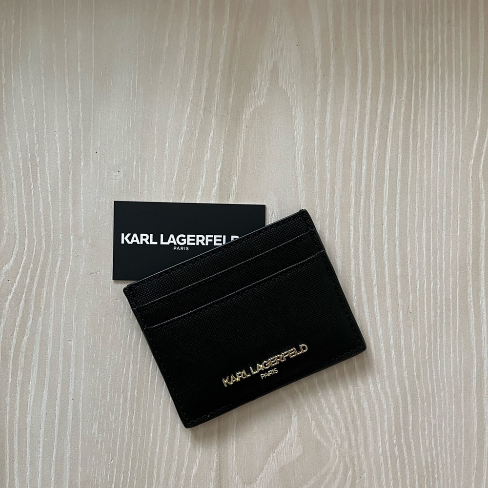 NWT Karl Lagerfeld Paris Saffiano Leather Slim Cardholder